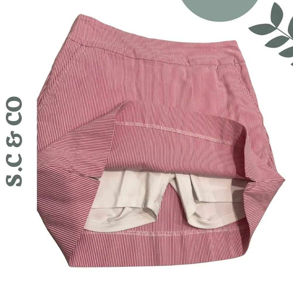 S.C. & Co Pink White Striped Skort Size 4 Stretch - Picture 3 of 5